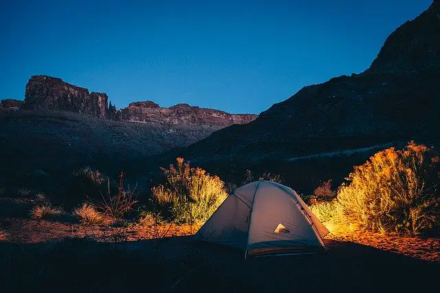 Pop up tent in the moutains