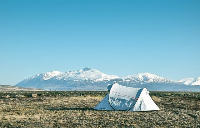 Pop up tent in the moutains