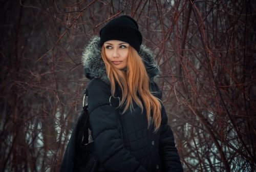 Women in down jacket